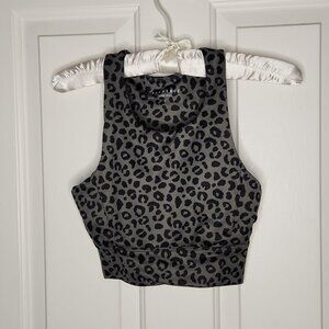 All Fenix Anthropologie Sport Bra Long Jagger Charcoal Cheetah Print S